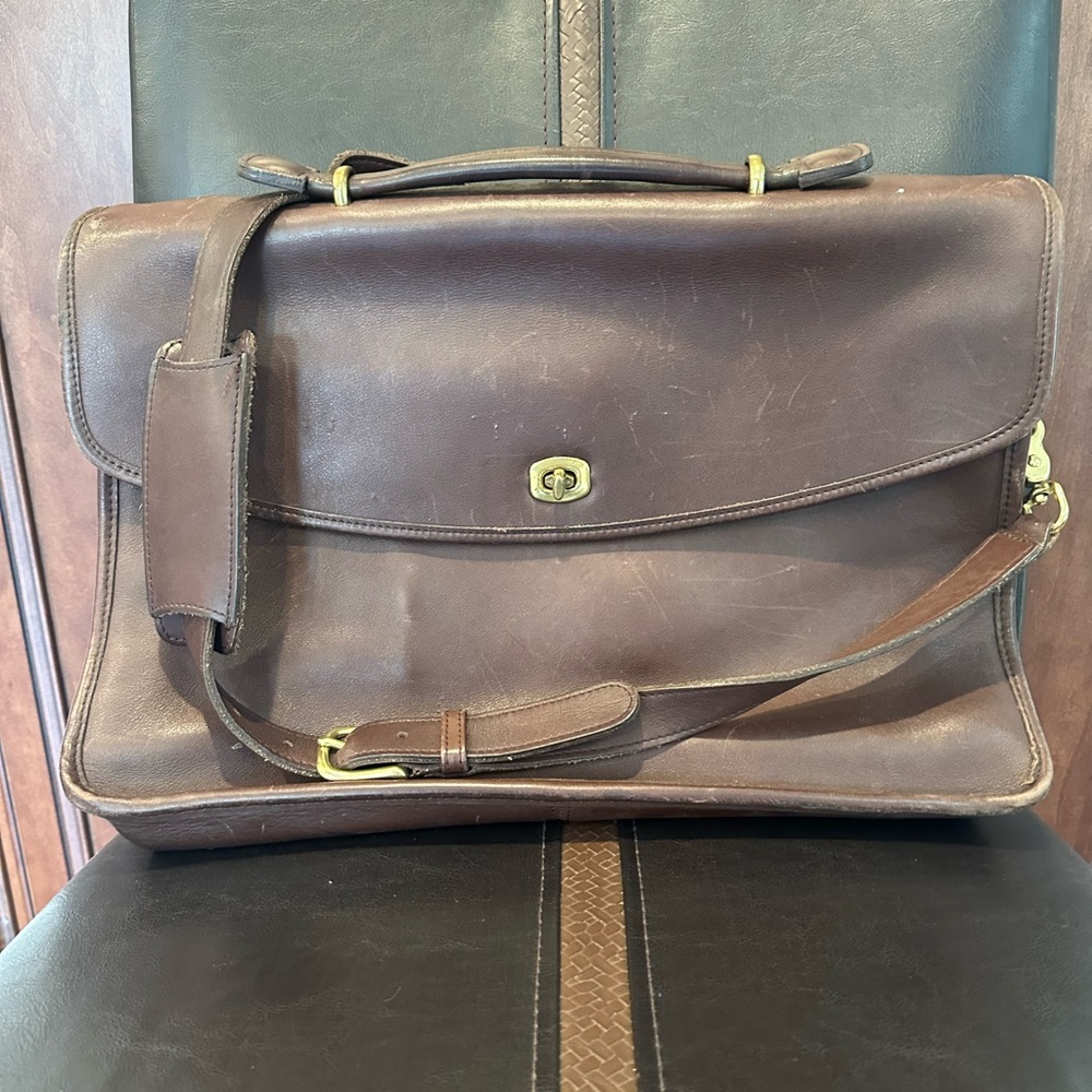 Coach brown and gold Lexington briefcase authentic